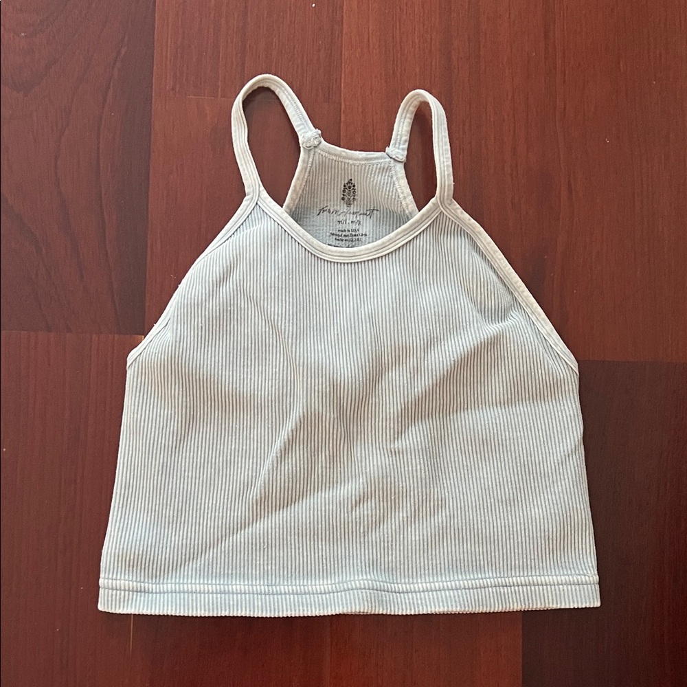 FP Movement by Free People Cream Ribbed Tank Top